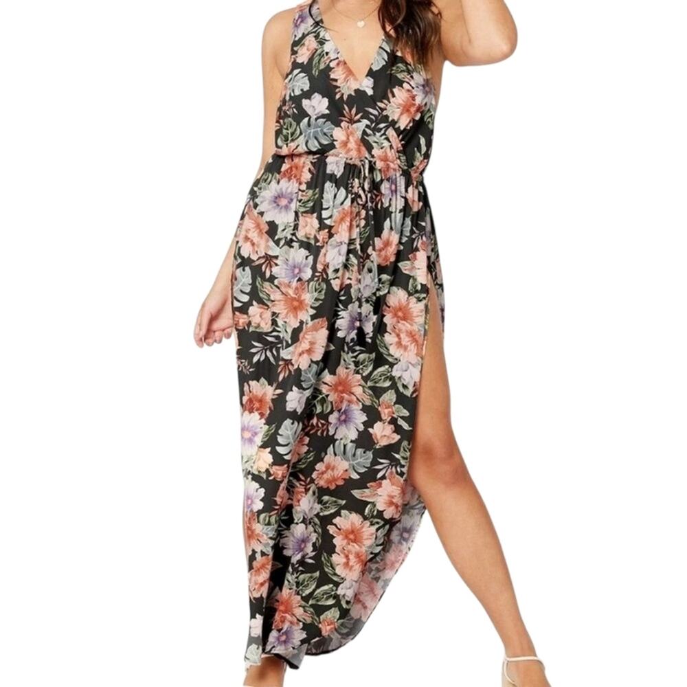 L*Space Kenzie Coverup Black Floral Forget Me Not
